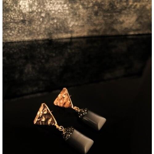 Dr Stone Natural Stone Women 'S Cat 'S Eye Stone roseAltın Plated Earrings RYL8 439800107