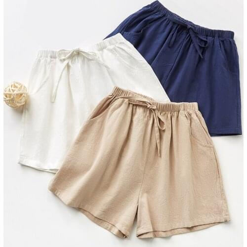 Pockets Shorts women Summer 2020 Casual Sports shorts Women Cotton and Linen High waist Shorts
