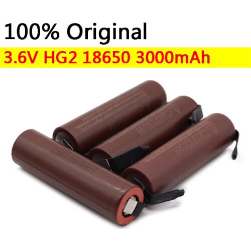 100% Original HG2 18650 battery 3000mAh Rechargeable battery for HG2 power high discharge large current+DIY nicke