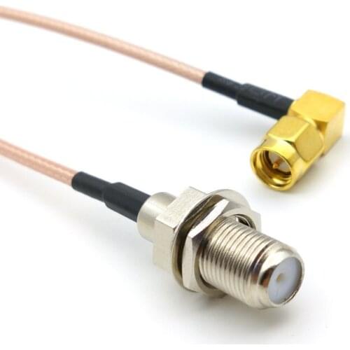 100pcs F-Type femlae Jack to SMA male plug right angle pigtail cable RG316