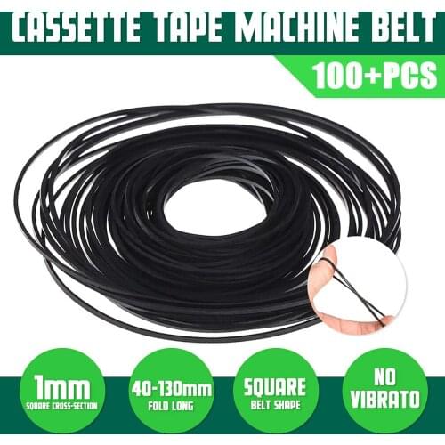 100Pcs Mix Cassette Tape Belt Rubber Assorted Common Belt Repair Rebuild for Recorders CD-ROM Video Machines Walkman DVD Drive