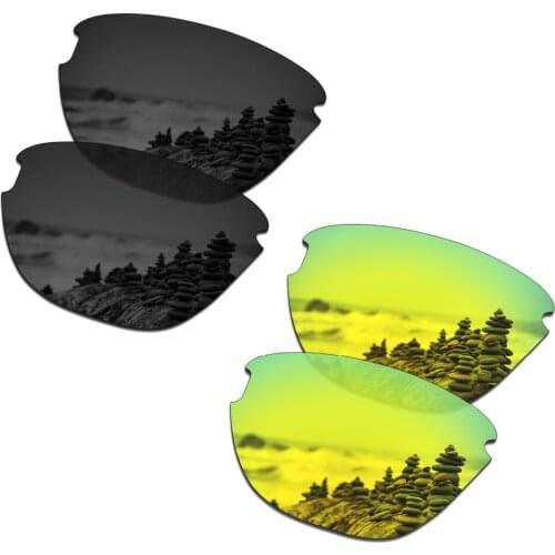 SmartVLT 2 Pairs Polarized Sunglasses Replacement Lenses for Oakley Frogskins Lite Stealth Black and 24K Gold