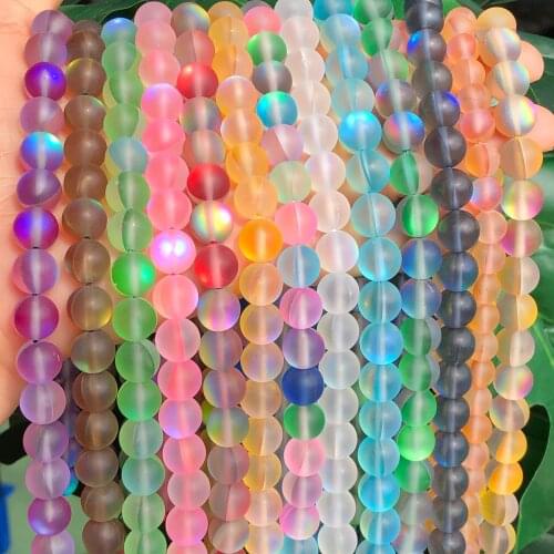 20Style Frost Austrian Crystal Glitter Glass Bead Round Dull Polish Labradorite Moonstone Beads For Jewelry Making Diy Bracelets