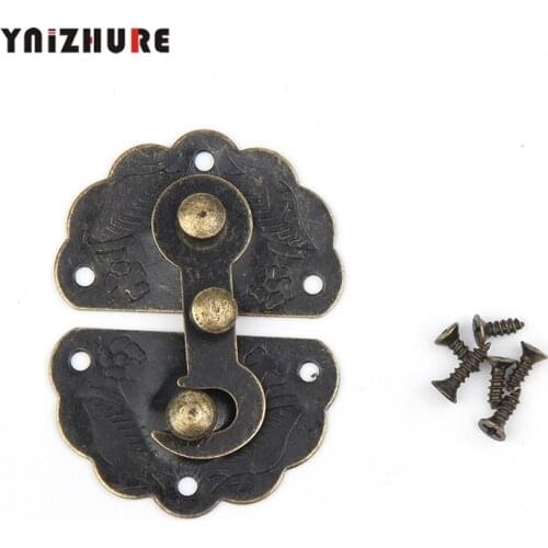 34*45mm 2Sets Antique Zinc Iron Latch Decorative DIY Jewelry Gift Wine Wooden Box Suitcase Case Hasp Latch Hook Vintage Hardware