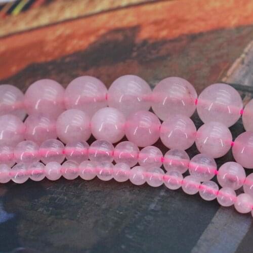 4-10mm Pink chalcedony size optional round loose beads DIY stone suitable for women jewelry making design gifts 15"