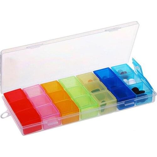 7-color Pill Case Box Medicine Case Organizer Week Storage Holder Case For Medicine Drug Pill Jewlly Case 7 Day 21 Slot