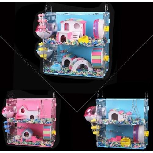 Acrylic Transparent Hamster House Double/Single-Layer Small Pet Oversized Villa Toys Guinea Pig Goldthread Bear Cage Chinchilla