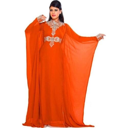 Arabic Evening Gown Long Robe De Soiree Chiffon Dubai Moroccan Kaftan Marocain Party For Muslim mother of the bride dresses