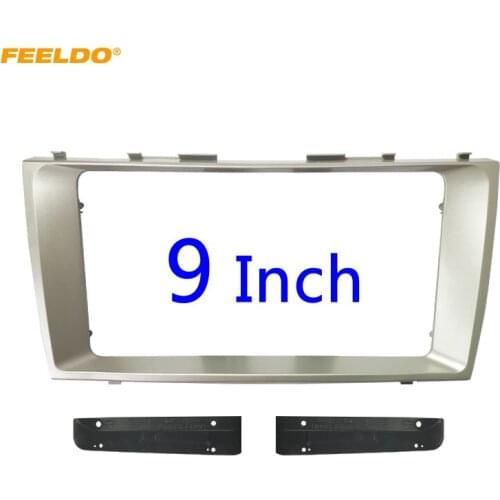 FEELDO Car 2Din Audio Fascia Frame for Toyota Camry 9 Inch Big Screen DVD Dash Panel Installation Mount Trim Kit #HQ2168