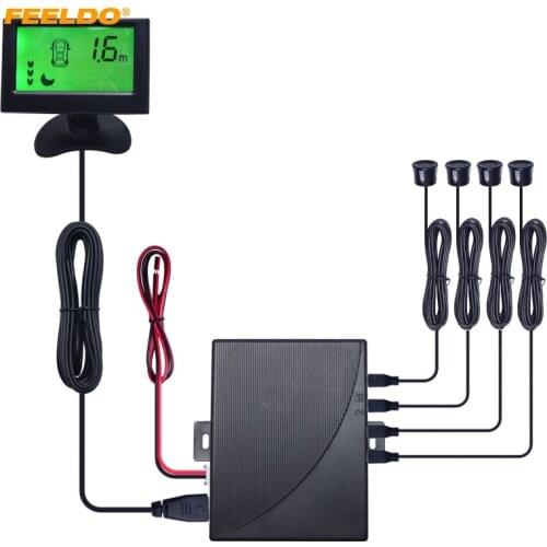 FEELDO Car 3-Stage Background Color Alarm LCD Monitor Backup Reversing Aid Parking Sensor System #HQ1813