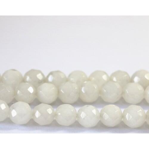 White jades chalcedony semi-precious stone jades 4 6 8 10mm faceted round loose beads fashion women jewelry making 15inch B13