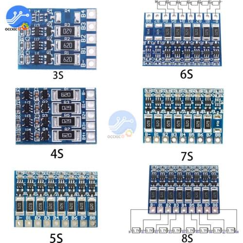 BMS 3S 4S 5S 6S 7S 8S 18650 Lithium Battery Charger Protection Board Power Bank Balancer Li-ion Lipo PCB Charging Equalizer