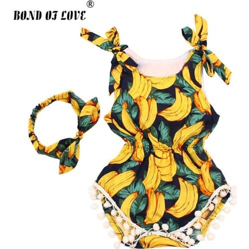 Baby Girl Clothes Sleeveless Cotton Baby Romper Headband Set Infant Jumpsuit 2 Style Cartoon Patterns Newborn Girl Clothes