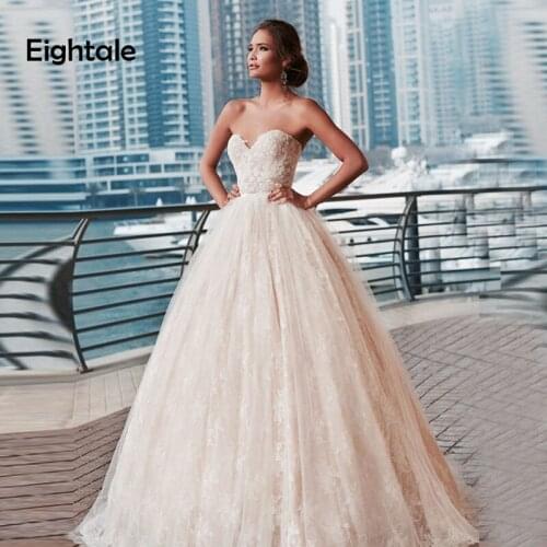 Eightale Vintage Wedding Dresses Beach Sweetheart A-Line Lace Wedding Gowns Backless Lace up Bride Dress vestidos de festa
