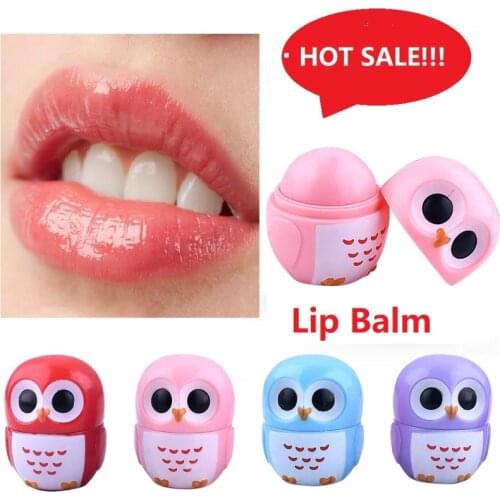 Kawaii Lip Balm Lipstick Owl Lip Gloss Soothing Dry Smooth Moisturizing Nourishing Natural Plant Sphere Lip Care TSLM1