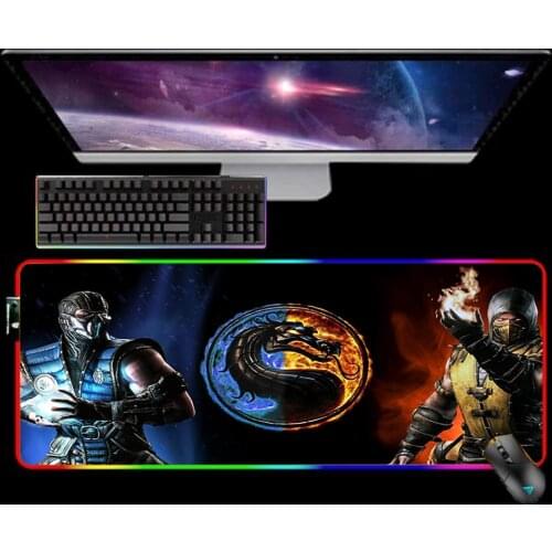 RGB Mortal Kombat Mouse Pad LOGO Mousepad Keyboard Mat LED Mause Pad Rubber No-slip with Backlit Tapis De Souris 25X35 Mouse Mat