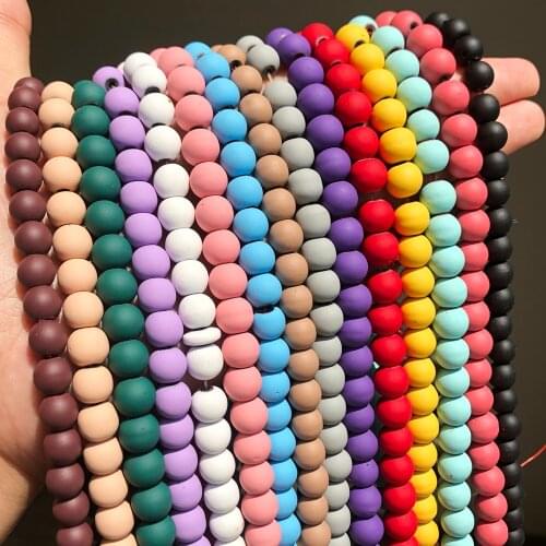 4/6/8mm Natural Matte Dark Green Purple Hematite Stone Rubber Round Spacer Beads for DIY Bracelet Accessories Jewelry Making 15"