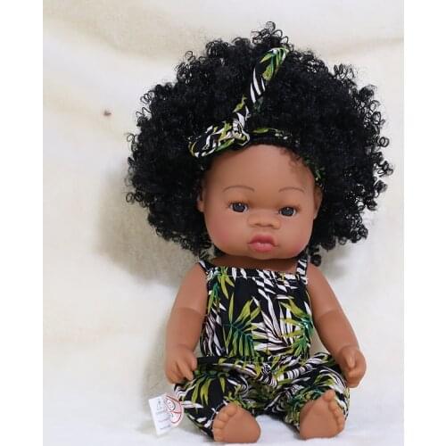35cm Black Reborn Bebe Dolls Waterproof Silicone African Reborn Baby Dolls Lifelike Real Baby Play House Dolls Kids Toy Doll