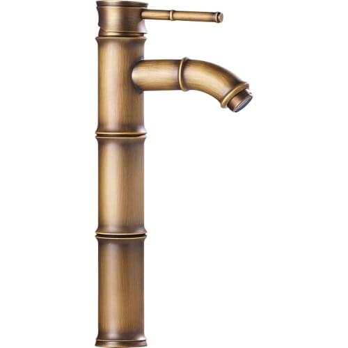 Brass Basin Faucets Single Holder Single Hole Deck Mounted Hot Cold Water Bamboo Faucet