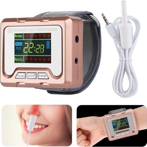 650nm Laser Physiotherapy Therapy Watch Wrist Diode High Blood Pressure High Blood Fat Sugar Treatment Nose Rhinitis Cure LLLT