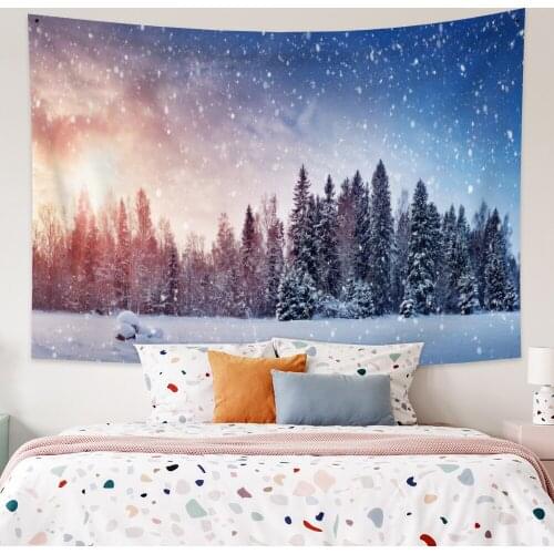 Forest Sunrise Landscape Tapestry Vintage Exotic Summer Plant Nature Frame for Bedroom Photography Wall Decor