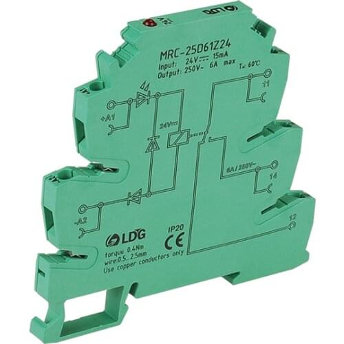 MRC-25D61Z24 1NO 1NC Din Rail Modular Relay 6A 24V DC PLC Smart Interface Module Relay Ultra-thin Electromagnetic Contact Relay