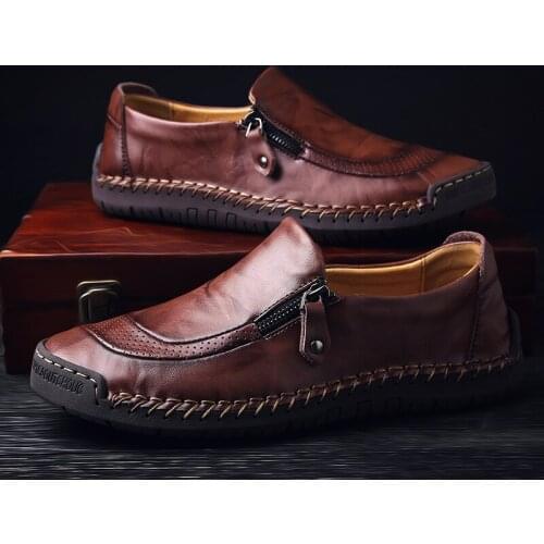 Men Casual Shoes Loafers Men Shoes Classic Comfortable Quality Split Leather Shoes Men Flats Hot Sale Moccasins Shoes Plus Size