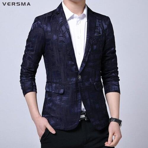 VERSMA 2019 Spring Korean Men Suit Jacket Dress Coat Mandarin Collar Wedding Suits Blazers Slim Fit Groom Tuxedos for Men Blazer