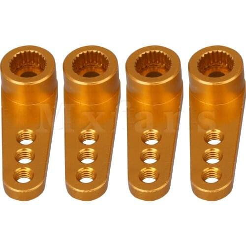 Mxfans 4pcs Gold 25T CNC Aluminium Alloy Metal Servo Horn Arm