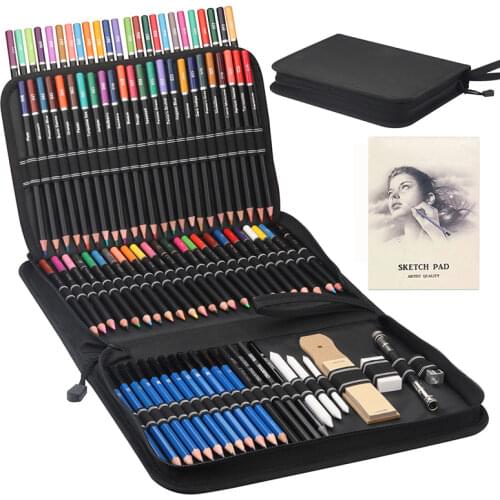 96 Pieces Painting, Drawing & Art Supplies Set - Colored Drawing Pencils Set - Sketching, Graphite Pencils with Portable Case