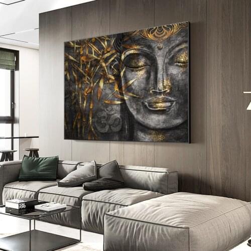 Watercolor Lord Buddha Abstract Oil Painting on Canvas Religious Posters and Prints Cuadros Wall Art Poster For Living Room