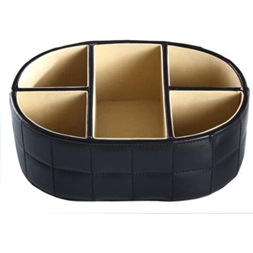Desktop Faux Leather Organizer Pen Pencil Holder Business Name Cards Remote Control Holder Stationery Remotes Home Storage Tray