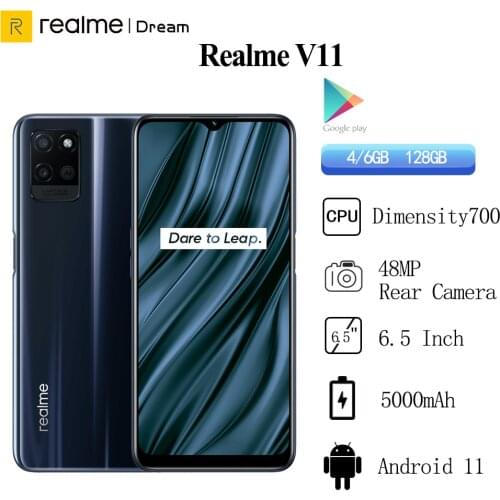 Original Realme V11 4GB/6GB 128GB NR SR 5G Mobile Phone 6.5"HD+ Dimensity 700 Octa Core 5000mAh 18W Fast Charger Smartphone