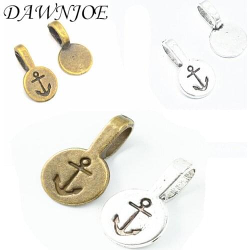 20pcs 18x10mm Vintage Round Alloy Anchor Mark Connector Glue Paste on Jewelry Bails DIY Making Pendants Cabochon jewelry Finding