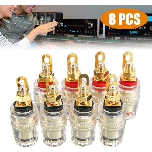 8pcs Gold Plated Amplifier Speaker Terminal Binding Post High Quality Soldered Connector Supports 4mm Banana Plug Jack