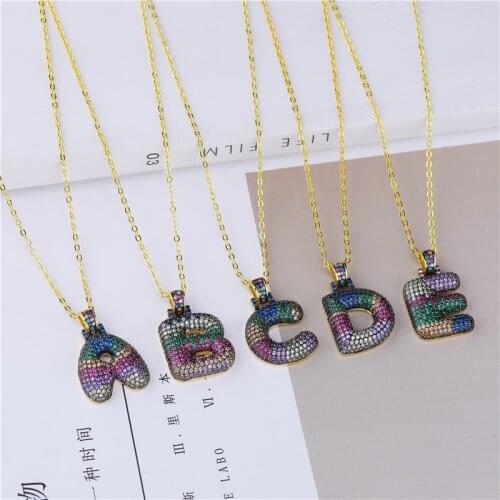 Luxury 26 Letter CZ Charm Pendant Necklace Women Men Copper Micro Pave Zircon Letter Necklaces A-Z Crystal Alphabet Jewelry Gift