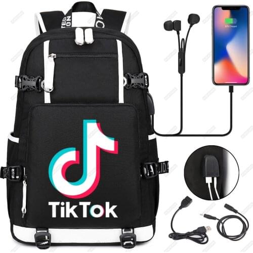 TIK TOK Backpack for Men Women Teenager School Bags with Charging USB Printing Capacity Causal Travel Backpack