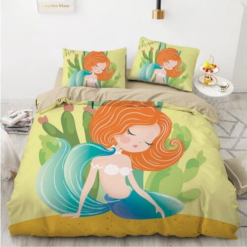 Cartoon Kids Bedding set For home Baby child girl Duvet Cover Set 2/3Pc Bed Linen 140x200 200x200 Mermaid princess camel drop