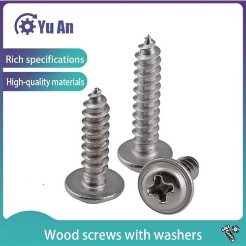 Cross Round Head With Pan Self Tpping Screws PWA 304 Stainless Steel Philips Pan Headv with Gasket Wood Screw M2M3 20pcs