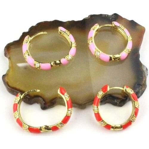 5pair/lot Fashion clear cz/color enamel earring,round shape cubic zircon earring,new design love theme earring cheap wholesale