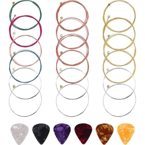 Acoustic Guitar Strings, 3 Sets of 6 Guitar Strings Steel String with 8 Guitar Picks