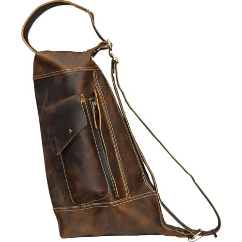 Crossbody Bag Shoulder Bag Multi-function Mens Messenger Bag Retro Mens Genuine Leather Handmade Crazy Horse Leather Vintage