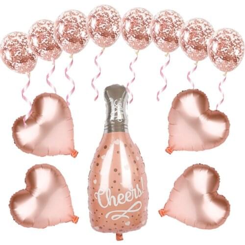 Cheers Champagne Bottle Foil Balloons Wedding Decorations Rose Gold Confetti Globos Valentines Day Party Supplies Accessories