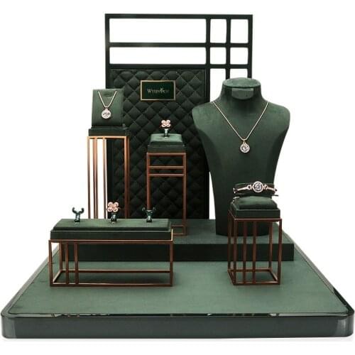 New jewelry window jewelry display stand metal suede leather necklace ring jewelry display props