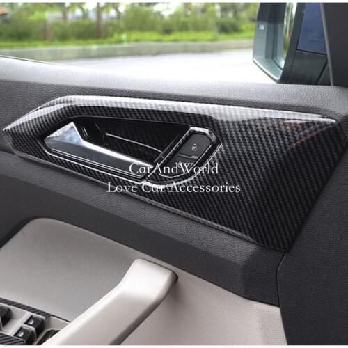 Interior Door Bowl Panel Cover Handle Frame Garnish Trims For Volkswagen VW T-CROSS 2019 Carbon Fibre Car-Styling Accessories
