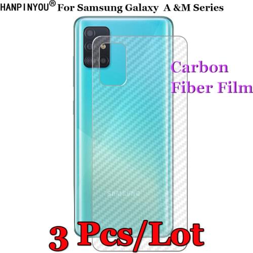 3 Pcs/Lot For Samsung Galaxy A51 A71 A01 A11 A31 M11 M21 M31 3D Carbon Fiber Back Screen Protector Protective Film Sticker Guard