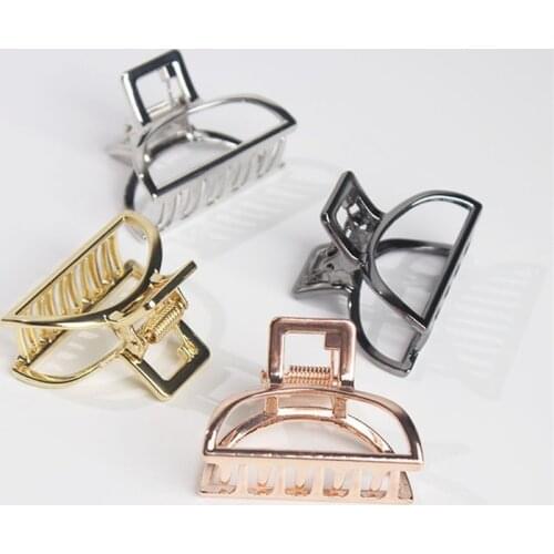 Women Girls Geometric Hair Claw Clamps Hair Crab Moon Shape Hair Clip Claws Solid Color Accessories Hairpin