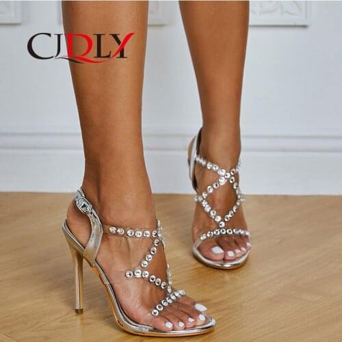 CJDLY Transparent PVC Sandals Women Pointed Clear Crystal High Heel Stilettos Sexy Pumps Summer Shoes Peep Toe Women Sandals 42