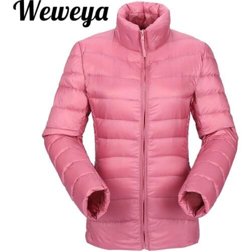 Weweya Zip Pink Down Women Winter Coat Short Ultra Thin Down Jacket Female Warm Size 3XL Casual Down Doat Women Winter 2018