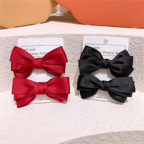 1 Pair New Sweet Girl Princess Simple Beautiful Ribbon Duckbill Clip Hair Accessories Korean Fashion Childrens Bow Hairpins